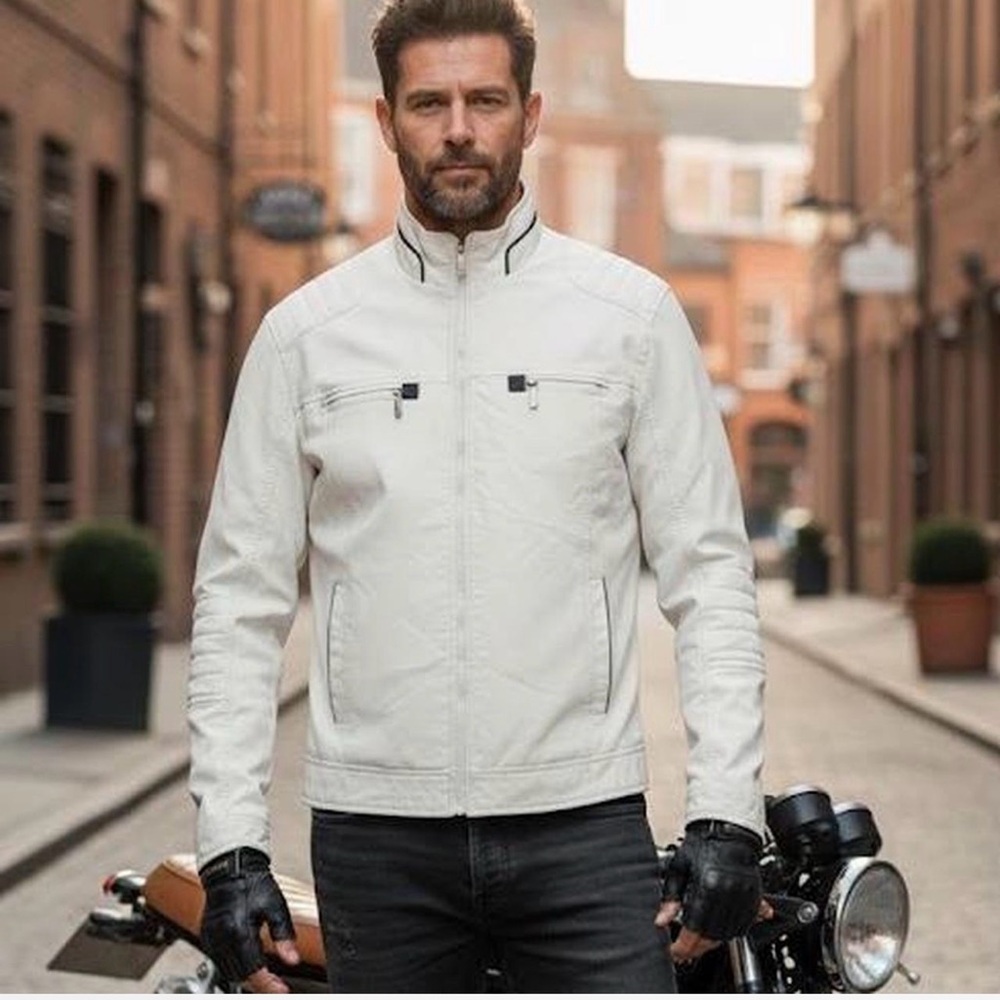 Men's Classic White Zip-Up Jacket